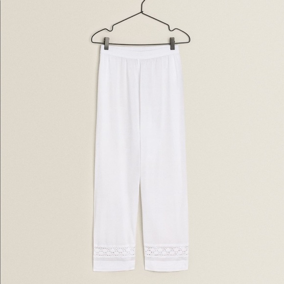 ZARA BNWT Cotton Lace Trim Pajamas Lounge 2pc Coord Set - Picture 6 of 6